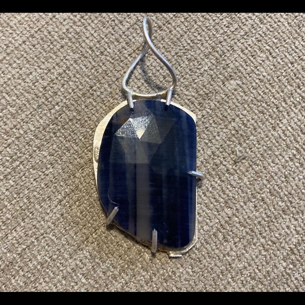 Sterling Silver and Sapphire Slice Pendant